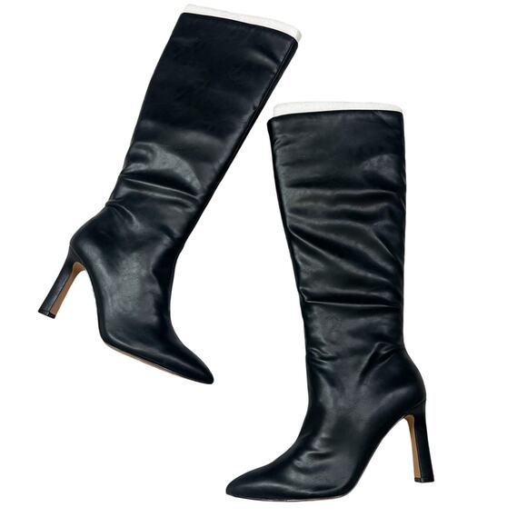 NEW Jessica Simpson | Noyaa Black Slouchy High Heeled Sexy Faux Leather Boots 9 - Picture 1 of 9